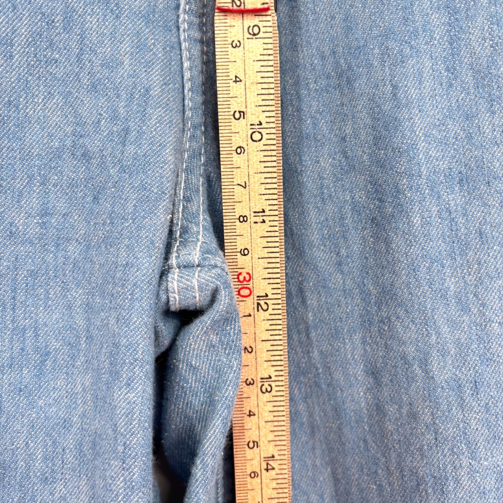 Pilcro Anthropologie High Waisted Wide Leg Chambray Trouser Jeans Sz 28 Linen - Picture 12 of 13